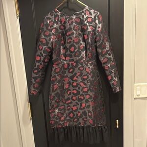 Marc by Marc Jacobs Long Sleeve Dress - Pink grey formal cheetah pleated hem